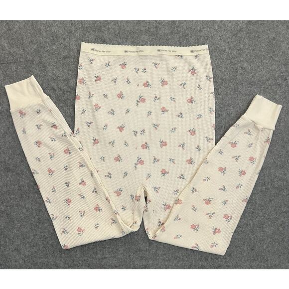 Vintage 1990s Hanes Her Way Thermal‎ Wear 2XL Floral Bottom Style TH20H3 - Picture 1 of 5